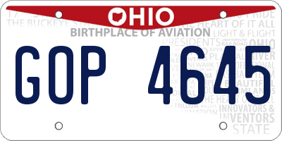 OH license plate GOP4645