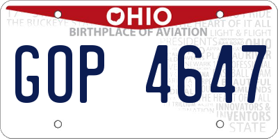 OH license plate GOP4647