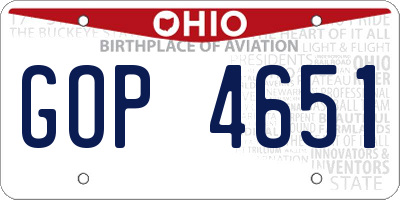OH license plate GOP4651