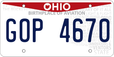 OH license plate GOP4670