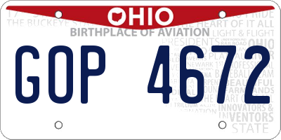 OH license plate GOP4672