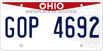 OH license plate GOP4692
