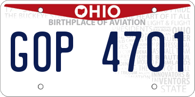OH license plate GOP4701