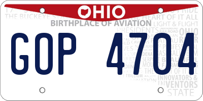 OH license plate GOP4704