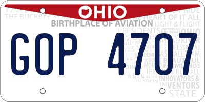 OH license plate GOP4707