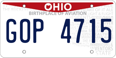 OH license plate GOP4715