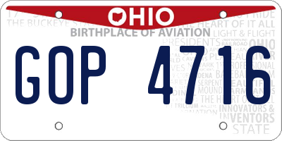 OH license plate GOP4716