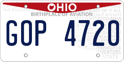 OH license plate GOP4720