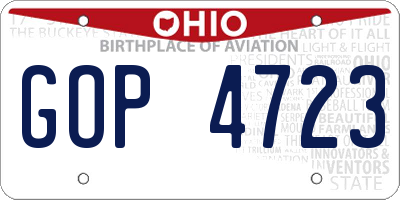 OH license plate GOP4723