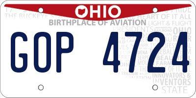 OH license plate GOP4724