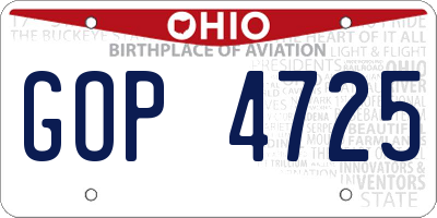 OH license plate GOP4725