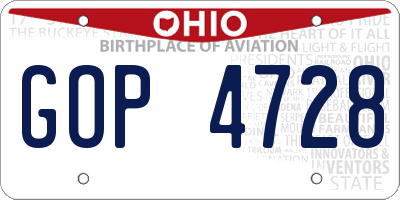 OH license plate GOP4728