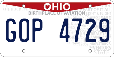 OH license plate GOP4729