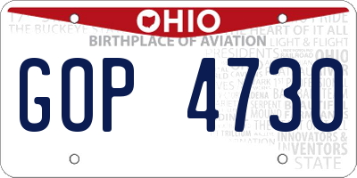 OH license plate GOP4730