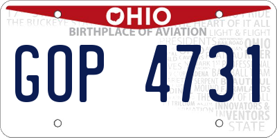 OH license plate GOP4731
