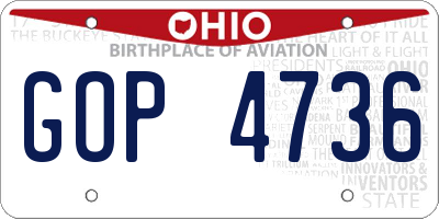 OH license plate GOP4736