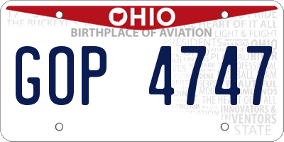 OH license plate GOP4747
