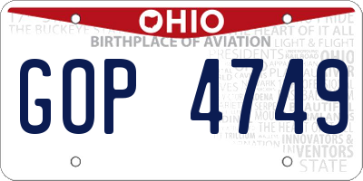OH license plate GOP4749
