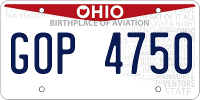 OH license plate GOP4750