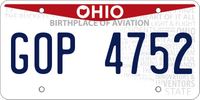 OH license plate GOP4752