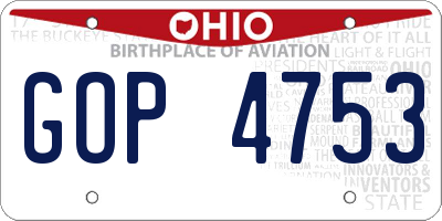 OH license plate GOP4753