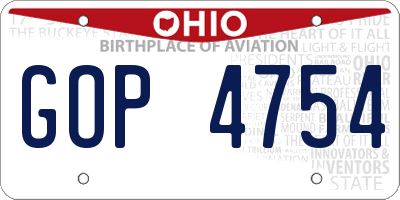 OH license plate GOP4754