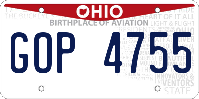 OH license plate GOP4755