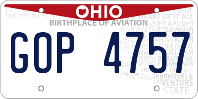 OH license plate GOP4757