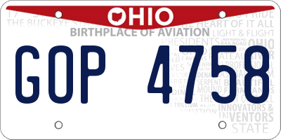 OH license plate GOP4758