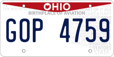 OH license plate GOP4759