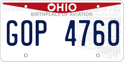 OH license plate GOP4760