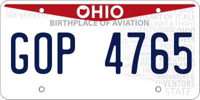 OH license plate GOP4765