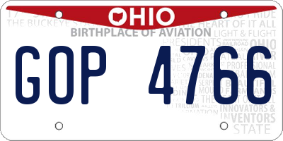 OH license plate GOP4766