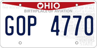 OH license plate GOP4770