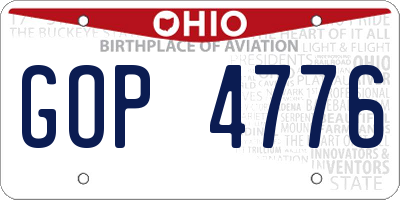 OH license plate GOP4776
