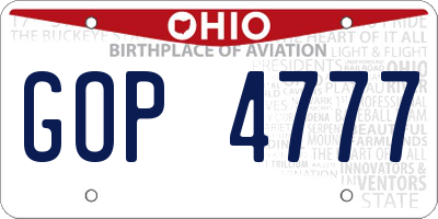 OH license plate GOP4777