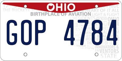 OH license plate GOP4784