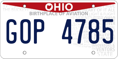 OH license plate GOP4785