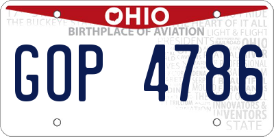 OH license plate GOP4786