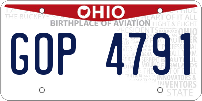 OH license plate GOP4791