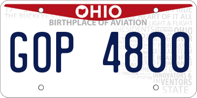 OH license plate GOP4800