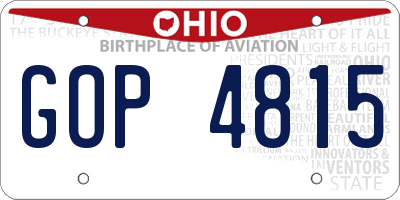OH license plate GOP4815