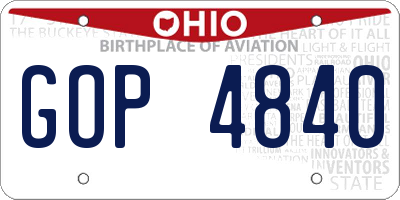 OH license plate GOP4840
