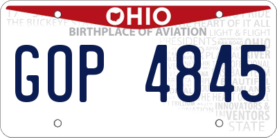 OH license plate GOP4845
