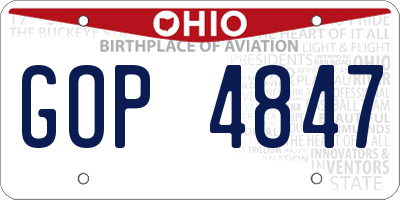 OH license plate GOP4847