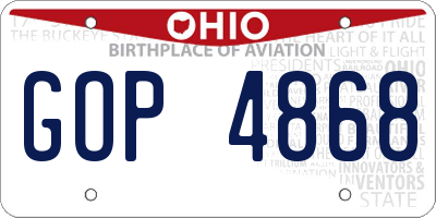 OH license plate GOP4868