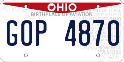 OH license plate GOP4870