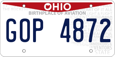 OH license plate GOP4872