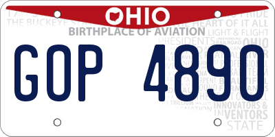OH license plate GOP4890
