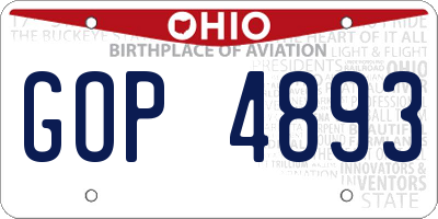 OH license plate GOP4893